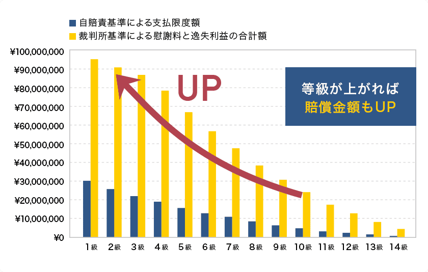 等級が上がれば賠償金額もUP