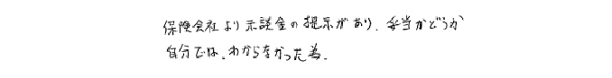 保険会社より示談金の提示があり、妥当かどうか自分ではわからなかった為。