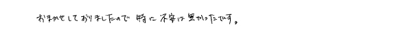 おまかせしておりましたので、特に不安は無かったです。