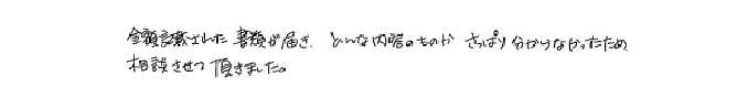 金額記載された書類が届き、どんな内容のものかさっぱりわからなかったため、相談させて頂きました。